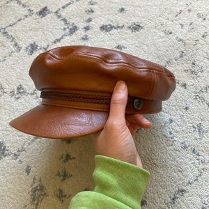 Brown leather brixton fiddler cap